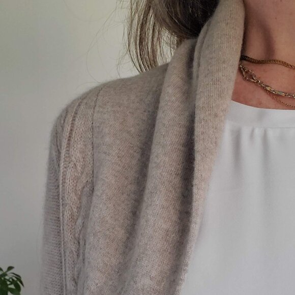Cynthia Rowley / 100% Cashmere Cable-knit Cardigan / Tan, Size S - Picture 11 of 11
